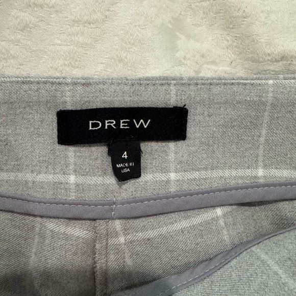 DREW Gray Plaid windowpane Trousers side zip front seam flat front - Picture 3 of 7